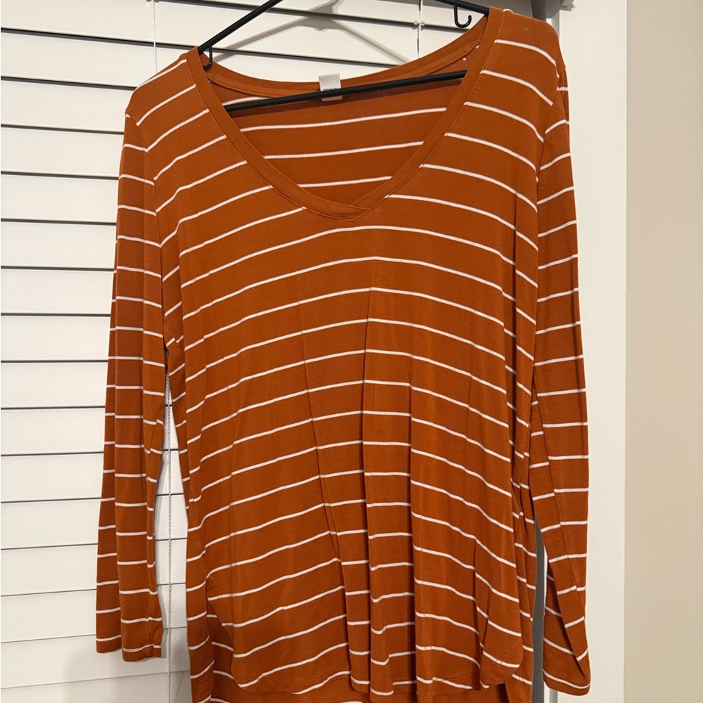 Old Navy Rust Striped Long Sleeve Tee